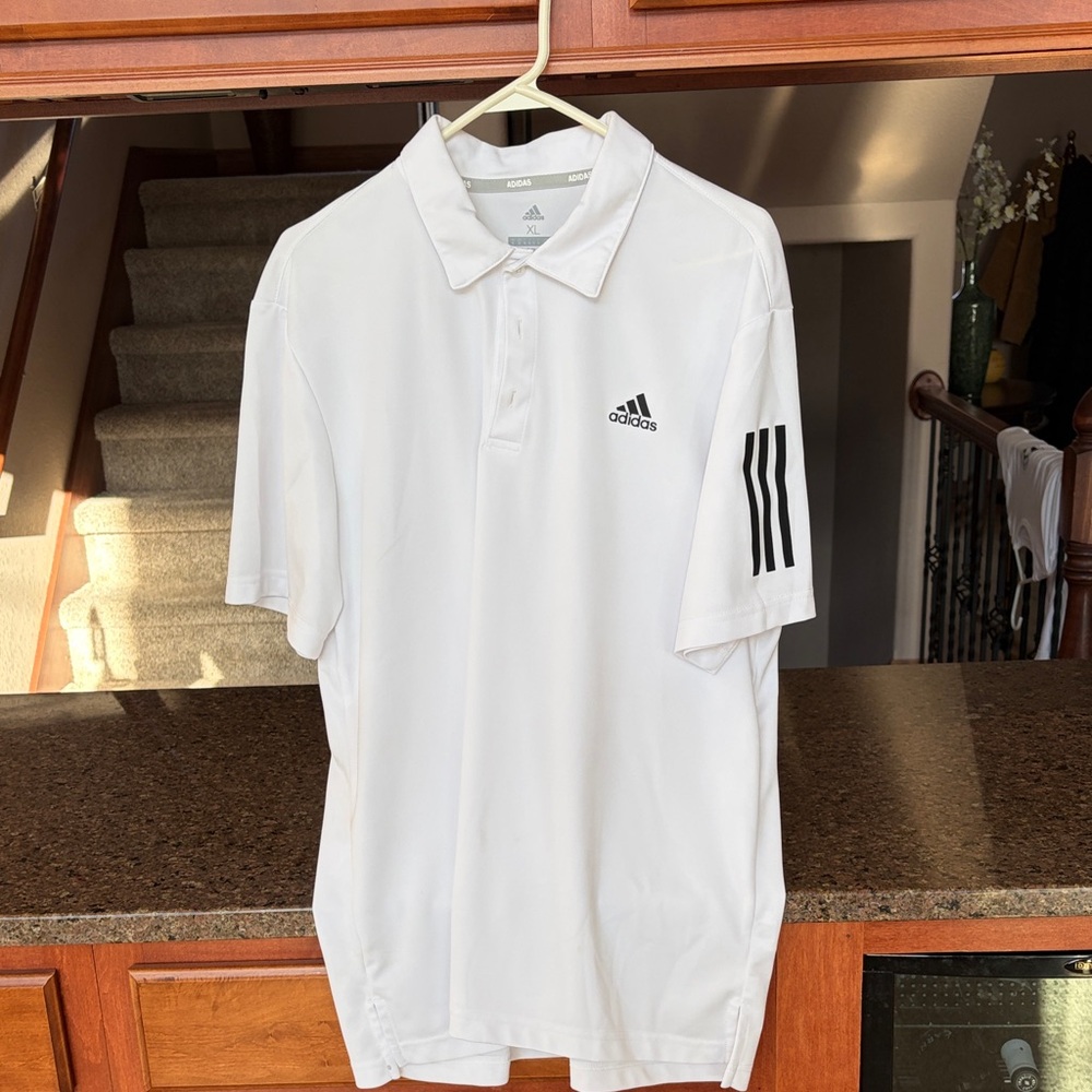 Adidas Men's White Polo with Black Accents
